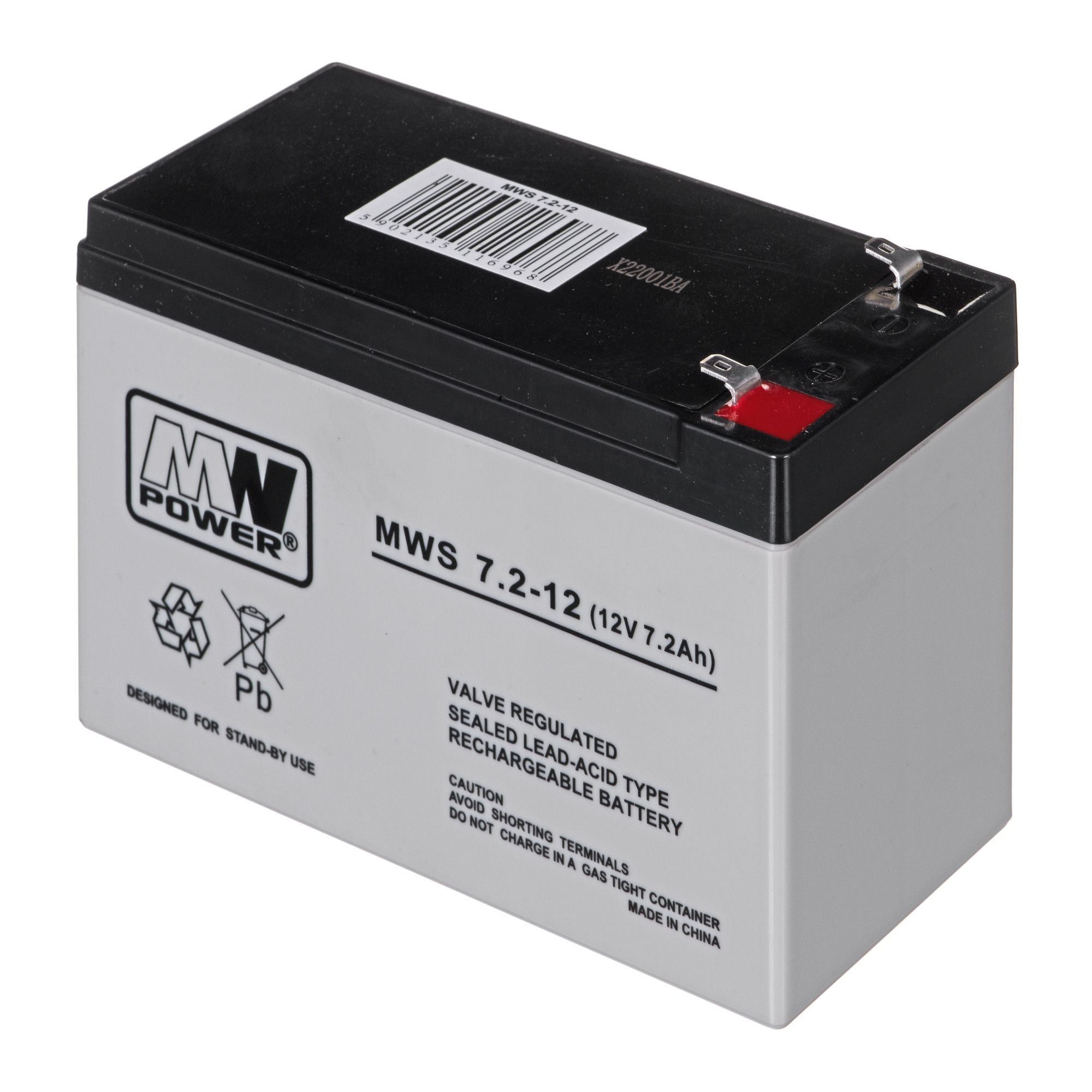 MPL MW POWER MWS 7.2-12 UPS battery Lead-acid accumulator VRLA AGM Maintenance-free 12 V 7,2 Ah Black, Grey_1