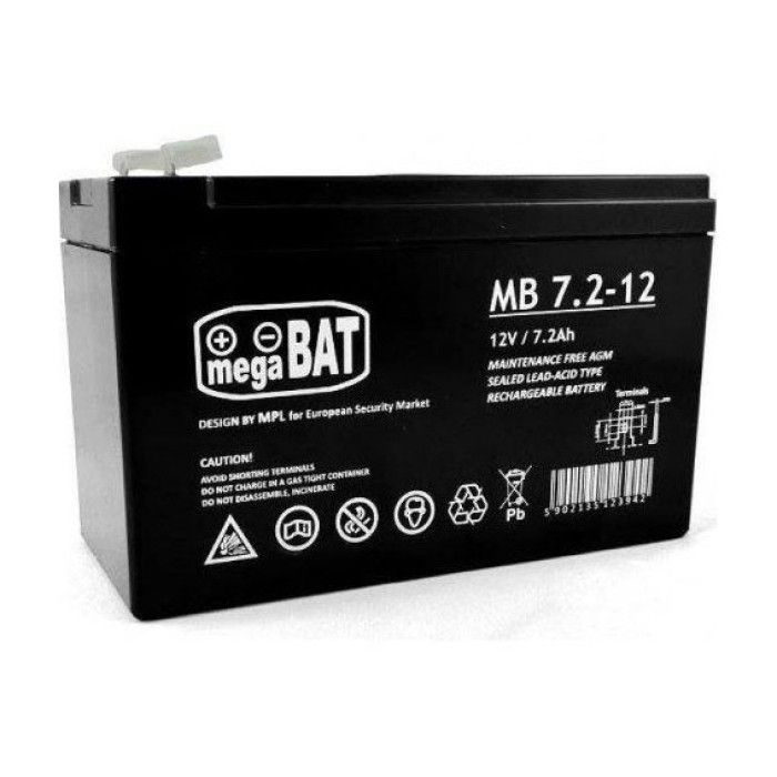 MPL megaBAT MB 7.2-12 UPS battery Lead-acid accumulator VRLA AGM Maintenance-free 12 V 7,2 Ah Black_1