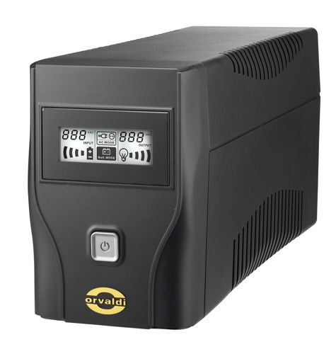 UPS Orvaldi VPS600, 600 VA, 360 W, cu management, line-interactive, 4x Schuko, 1x RJ45, 1x USB, 12V 7Ah LCD, Rack 2U, Negru 
