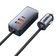 INCARCATOR auto Baseus Share Together, 2 x USB Output 5V/3A, 1 x bricheta auto, total output 120W, pt. bricheta auto, gri 