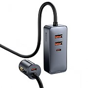 INCARCATOR auto Baseus Share Together, 2 x USB Output 5V/3A, 1 x bricheta auto, total output 120W, pt. bricheta auto, gri 