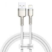 CABLU alimentare si date Baseus Cafule Metal, Fast Charging Data Cable pt. smartphone, USB la Lightning Iphone 2.4A, 1m, alb 