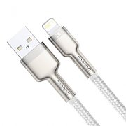 CABLU alimentare si date Baseus Cafule Metal, Fast Charging Data Cable pt. smartphone, USB la Lightning Iphone 2.4A, 1m, alb 