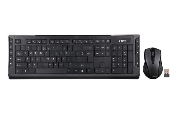 Kit TASTATURA si Mouse A4TECH,  GK-3+G3-330N , wireless, 104 taste format standard, mouse 1000dpi, 3/1 butoane, negru,  3330N  (include TV 0.75 lei)