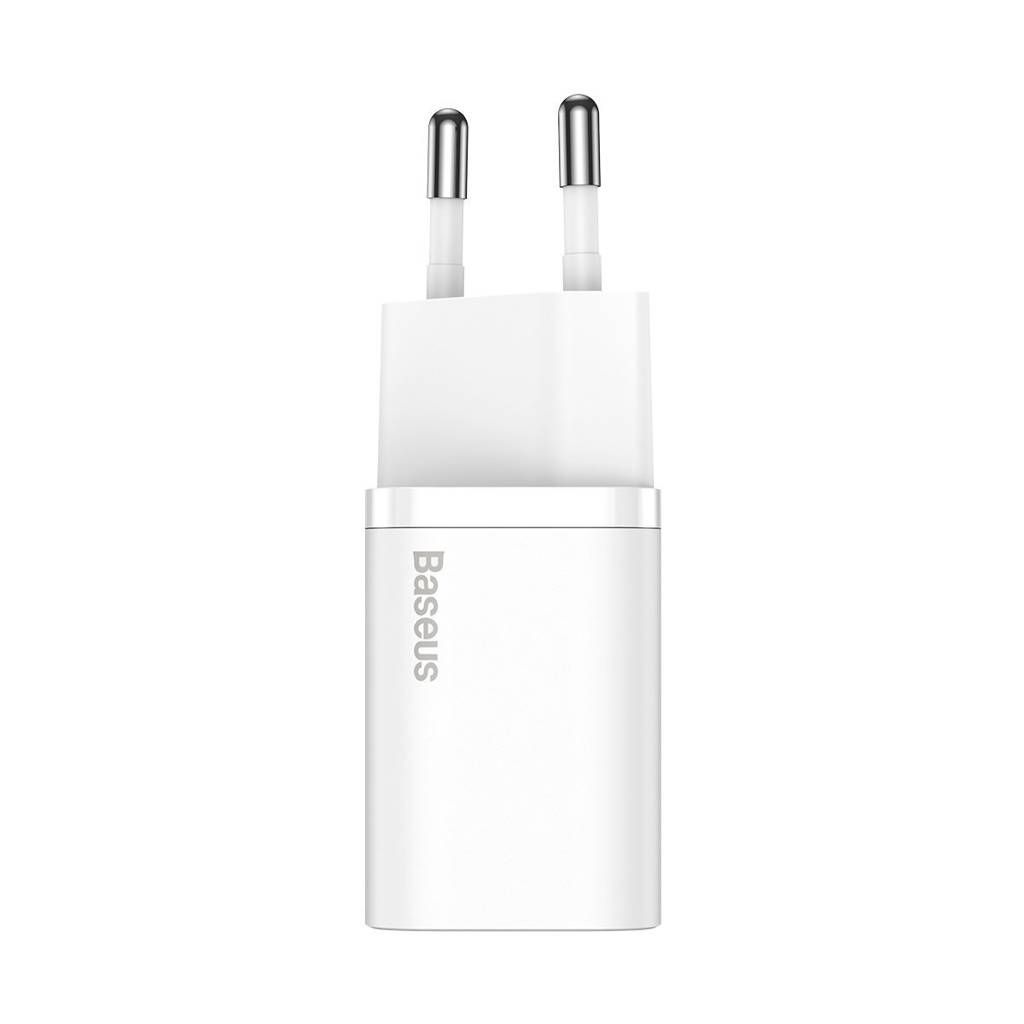 INCARCATOR retea Baseus Super Si, Quick Charge 25W, 1 x USB Type-C 5V/3A max, include cablu USB Type-C la USB Type-C 1m, alb 