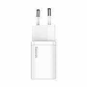 INCARCATOR retea Baseus Super Si, Quick Charge 25W, 1 x USB Type-C 5V/3A max, include cablu USB Type-C la USB Type-C 1m, alb 