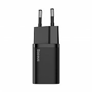 INCARCATOR retea Baseus Super Si, Quick Charge 25W, 1 x USB Type-C 5V/3A max, include cablu USB Type-C la USB Type-C 1m, negru 