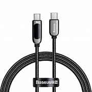 CABLU alimentare si date Baseus Display, Fast Charging Data Cable pt. smartphone, USB Type-C la USB Type-C 100W, brodat, display, 1m, negru 