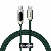 CABLU alimentare si date Baseus Display, Fast Charging Data Cable pt. smartphone, USB Type-C la USB Type-C 100W, brodat, display, 1m,verde 