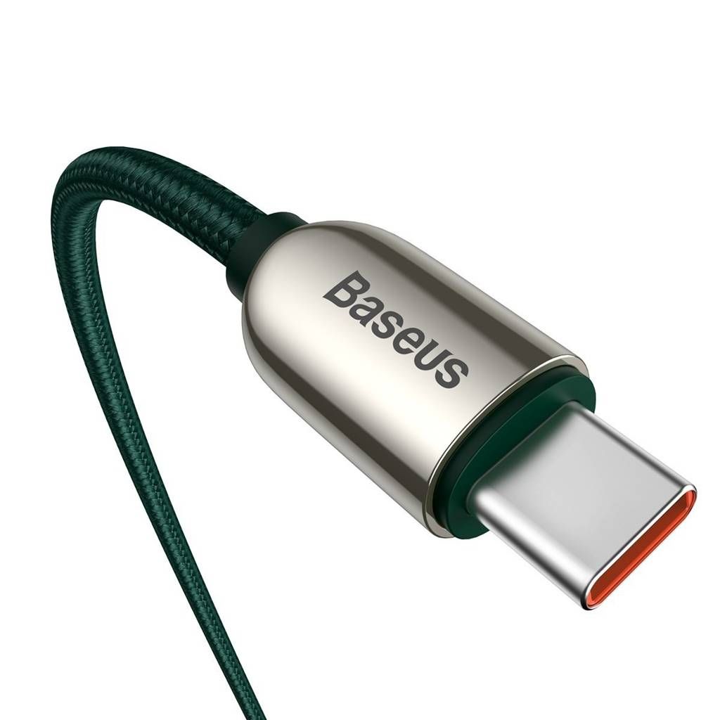 CABLU alimentare si date Baseus Display, Fast Charging Data Cable pt. smartphone, USB Type-C la USB Type-C 100W, brodat, display, 1m,verde 