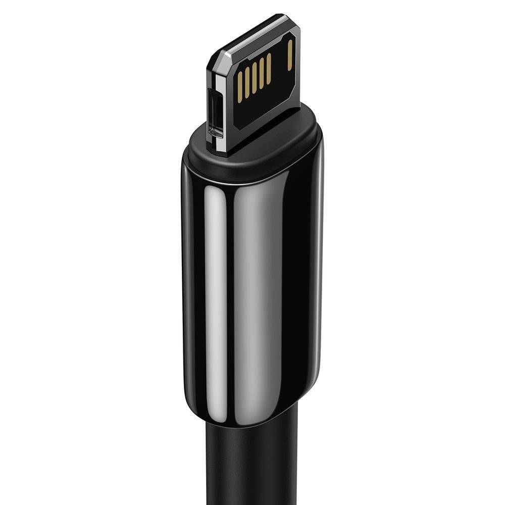 CABLU alimentare si date Baseus Tungsten Gold, Fast Charging Data Cable pt. smartphone, USB la Lightning Iphone 2.4A, brodat, 2m, rezistent zgarieturi, negru 