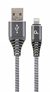 GEMBIRD CC-USB2B-AMLM-1M-WB2 Gembird Premium cotton braided 8-pin charging and data cable, 1m, spacegrey/whit_1