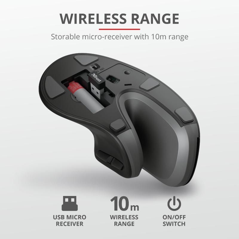 Mouse Trust Verro Ergonomic, Wireless, negru_5