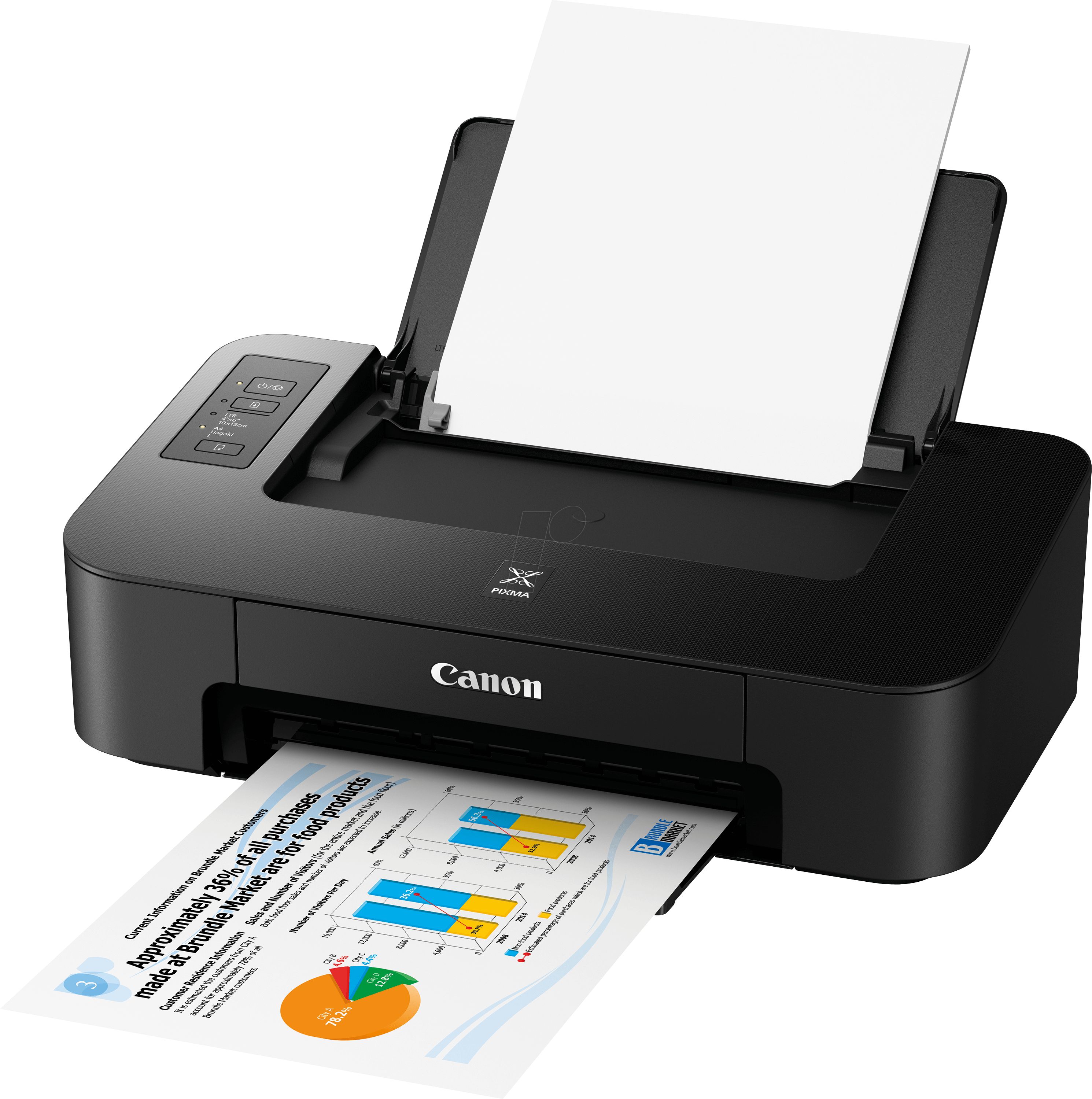 Imprimanta inkjet color Canon Pixma TS205 , dimensiune A4 , viteza 7.7 ppm alb-negru, 4ppm color, rezolutie 4800x1200 dpi, alimentare hartie 60 coli, rezolutie printare 4800x1200 dpi, imprimare fara margini, interfata: Hi-Speed USB (B Port), consumabile: PG-545 (Pigment Black), CL-546 (Colour)_2