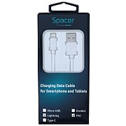 CABLU alimentare si date SPACER, pt. smartphone, USB 2.0 (T) la Lightning (T), PVC,,Retail pack, 0.5m, White,&nbsp; 