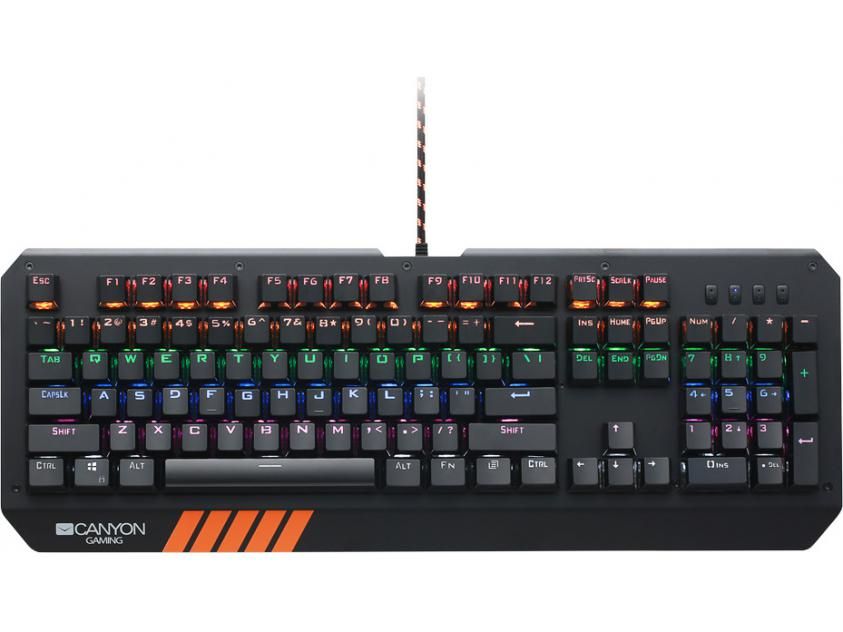 CANYON Wired multimedia gaming keyboard with lighting effect, 108pcs rainbow LED, Numbers 104keys, EN double injection layout, cable length 1.8M, 450.5*163.7*42mm, 0.90kg, color black_2