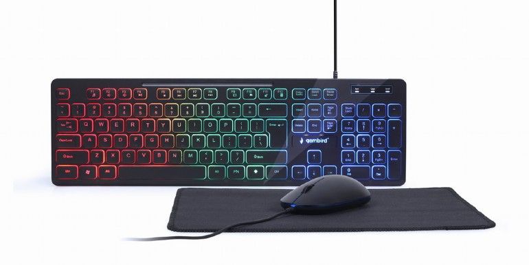 GEMBIRD 3-in-1 backlight desktop set black US layout
