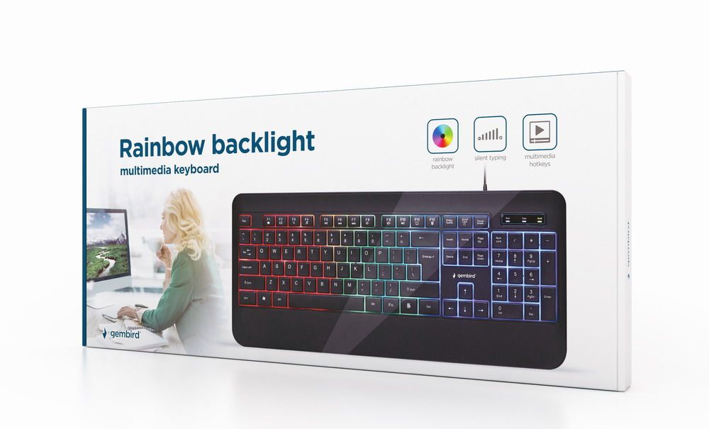 GEMBIRD KB-UML-03 Slim Rainbow backlight multimedia keyboard black US layout_10