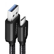 Cablu USB-C la USB-A, 2m, USB 3.2 Gen 1, 3A, impletit, negru_1