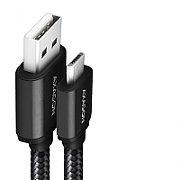 Cablu USB-Micro  la USB-A, 1.5m, 2.4A, impletit, negru_1