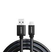 Cablu USB-Micro  la USB-A, 1m, 2.4A, impletit, negru_3