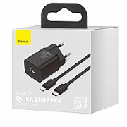 INCARCATOR retea Baseus Super Si, Quick Charge 20W, 1 x USB Type-C 5V/3A max, include cablu USB Type-C la Lightning Iphone 1m, negru 