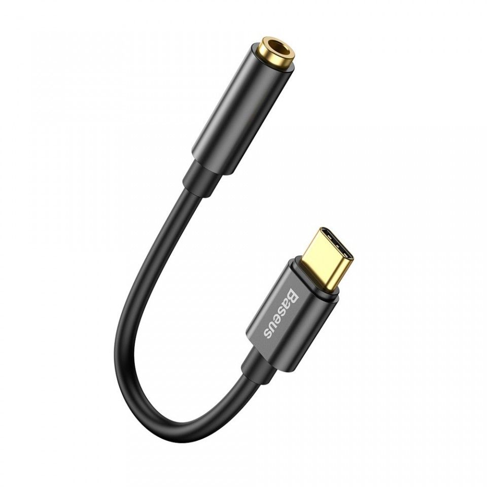 CABLU ADAPTOR Baseus, USB Type-C to Jack 3.5mm, lungime 10.5 cm, negru 