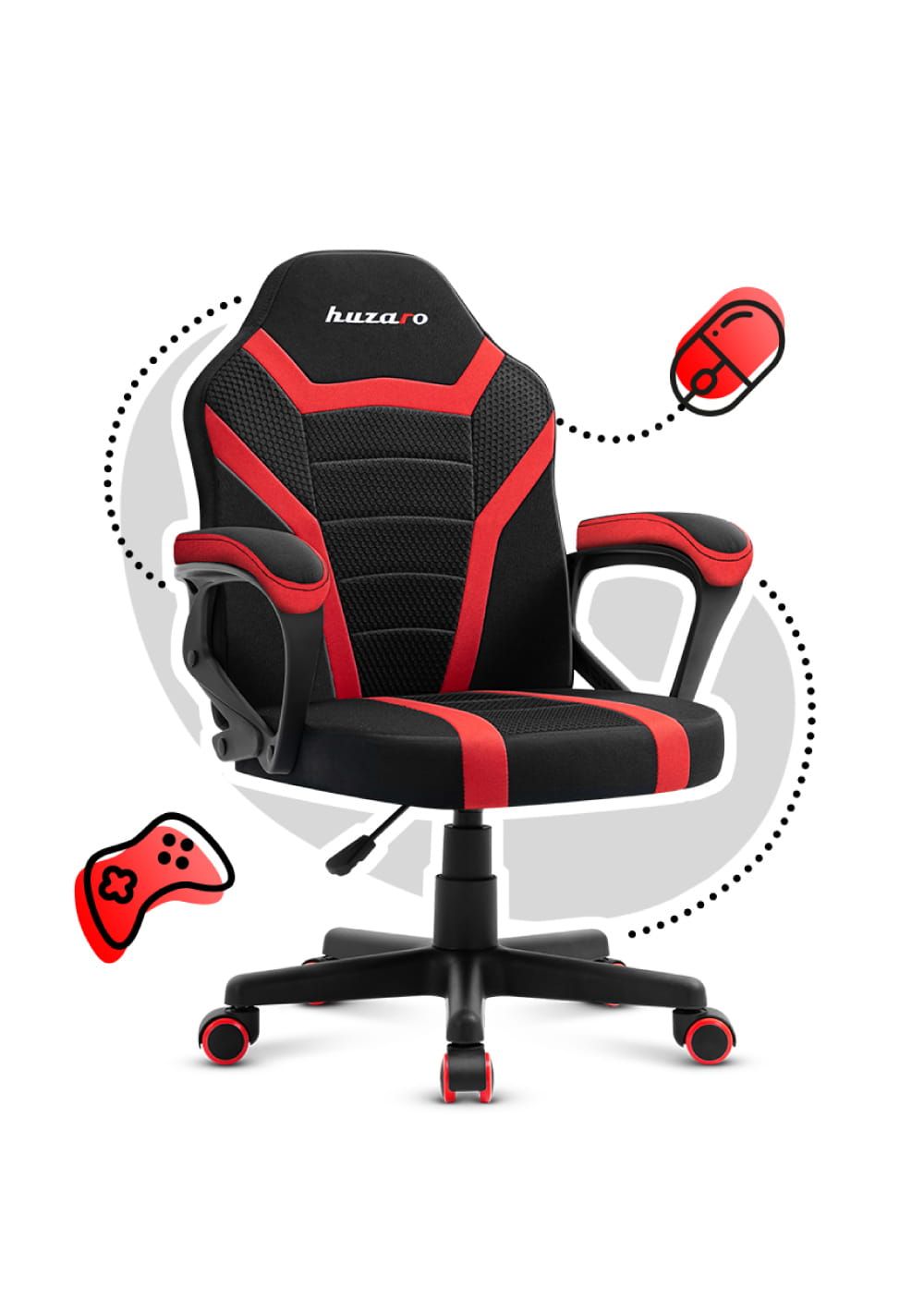 Gaming chair for children Huzaro Ranger 1.0 Red Mesh, black, red_3