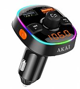 Modulator FM Akai FMT-80BT, cu bluetooth 5.1, suporta stick USB pana la 32MB, MP3 player prin USB, 2 port-uri de incarcare USB 5V si USB-C, negru  FEATURES Bluetooth version: JL 5.1 Bluetooth Protocol: AVRCP, HFP, A2DP Frequency range: 87.5-108.0MHZFrequency stability: ±10ppm Product Input: 12-24V_1