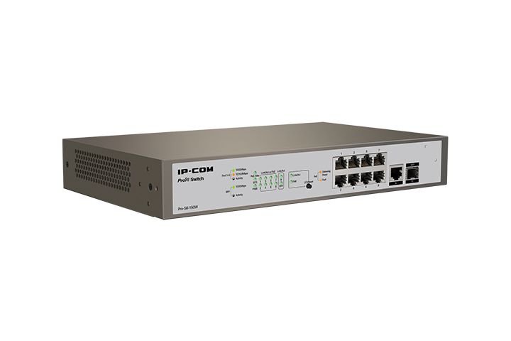 IP-COM PRO-S8-150W, 8 x 10/100/1000 Base-T Ethernet ports(PoE), 1 x 10/100/1000 Base-T Ethernet port(data), 1 x 1000 Base-X SFP port, Standards&Protocols: IEEE802.3、IEEE802.3u、IEEE802.3ab、IEEE802.3z、 IEEE802.3x、IEEE802.3af/at、IEEE802.1p、IEEE802.1q、IEEE802.1w、IEEE802. 1d、 IEEE802.1s, Switching_2