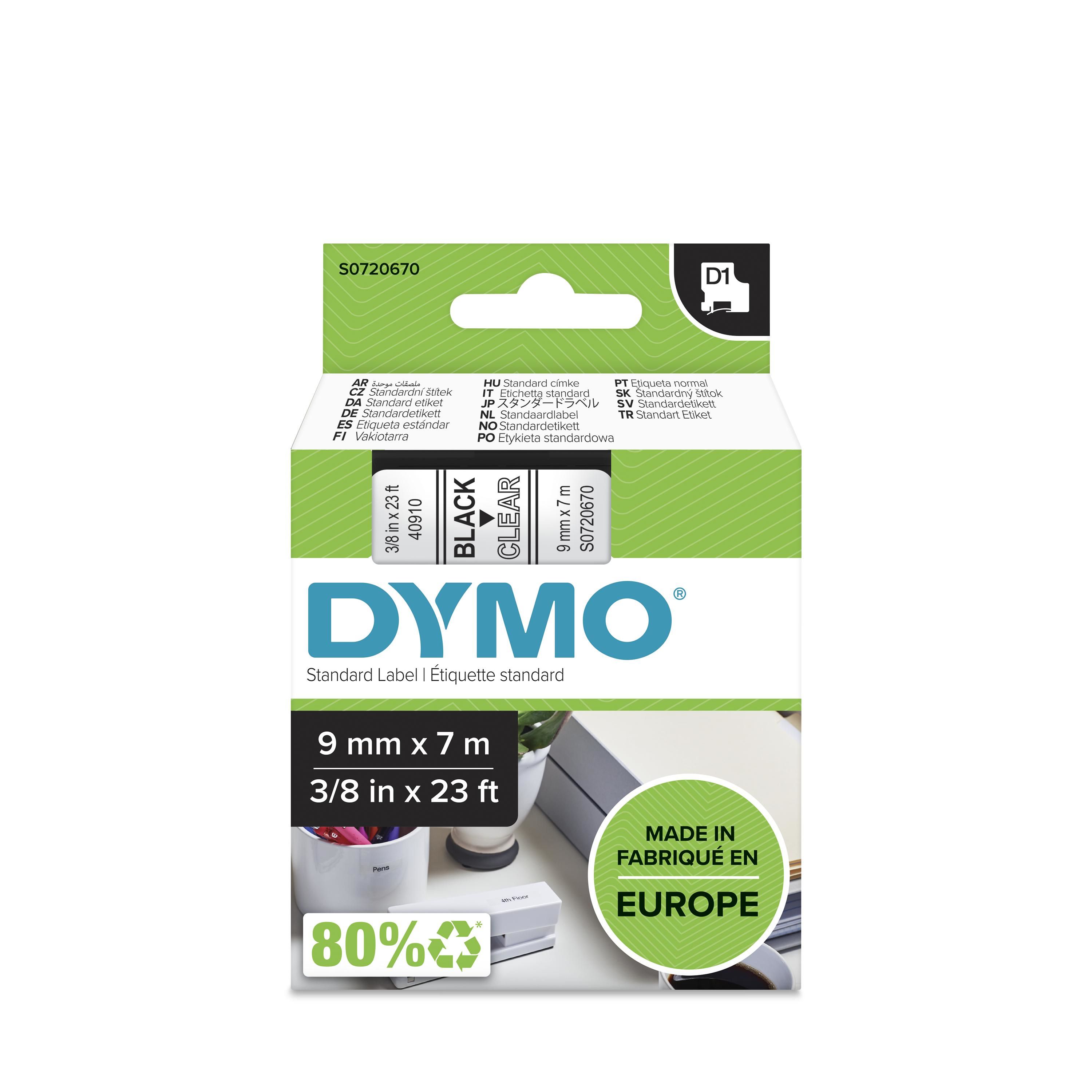 DYMO D1 Standard - Black on Transparent - 9mm_2