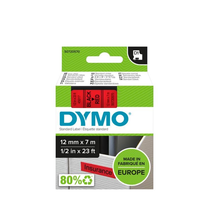 DYMO D1 Standard - Black on Red - 12mm_2