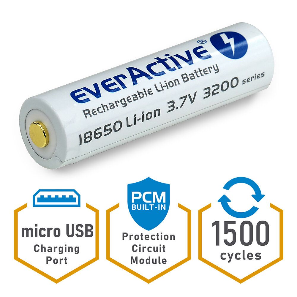 Rechargeable batteries everActive 18650 3,7V Li-ion 3200mAh micro USB_11