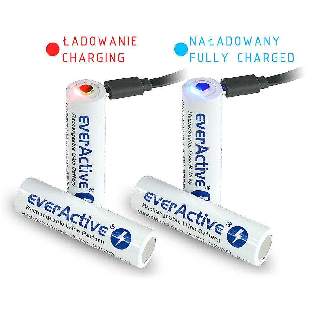 Rechargeable batteries everActive 18650 3,7V Li-ion 3200mAh micro USB_3