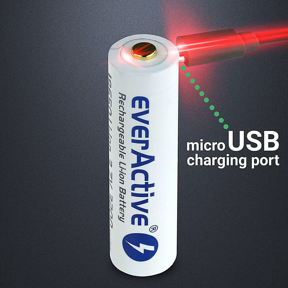 Rechargeable batteries everActive 18650 3,7V Li-ion 3200mAh micro USB_4