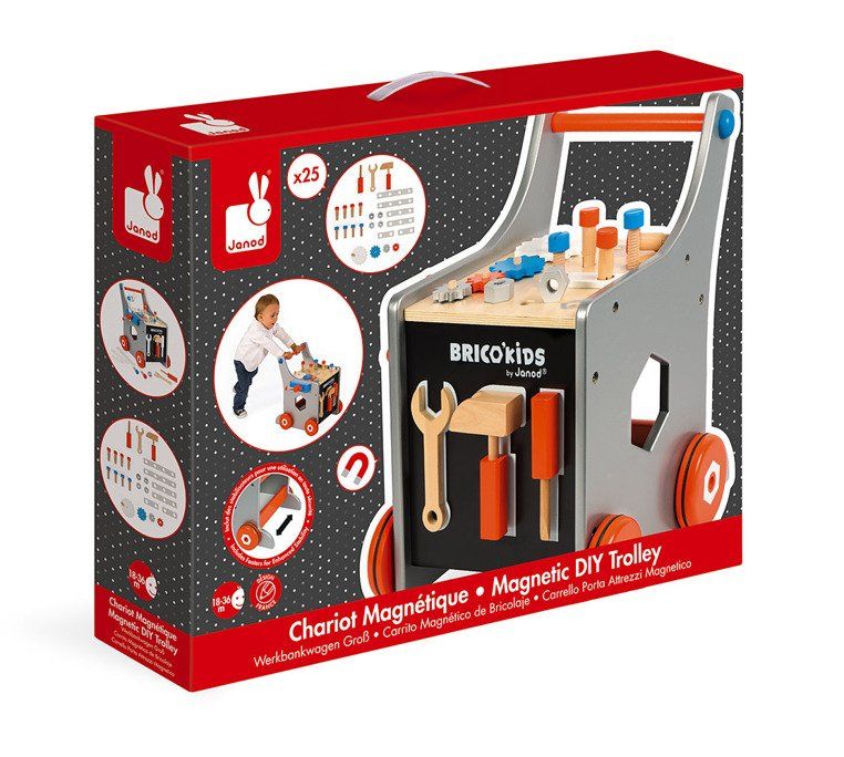 Magnetic workshop trolley with tools Brico 'Kids, Janod_2