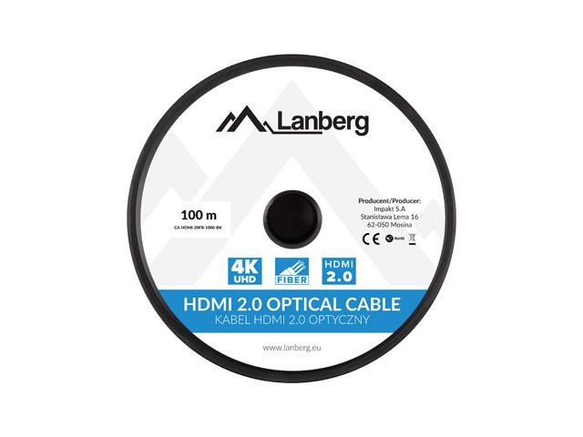 Lanberg CA-HDMI-20FB-1000-BK optical cable HDMI M/M 100m v2.0 4K AOC_4