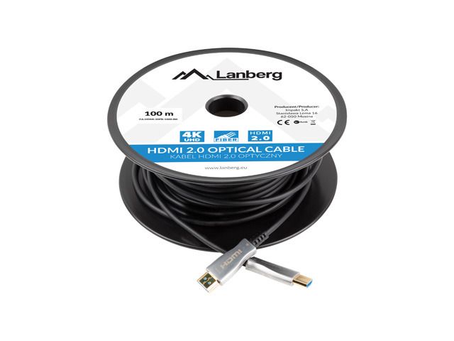 Lanberg CA-HDMI-20FB-1000-BK optical cable HDMI M/M 100m v2.0 4K AOC_5