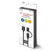 Savio CL-128 USB cable 1 m USB 2.0 USB A USB C/Micro-USB A Black_3