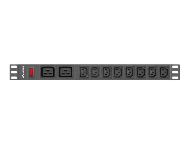 LANBERG POWER STRIP PDU RACK (1U, 16A,2XC19,8XC13)