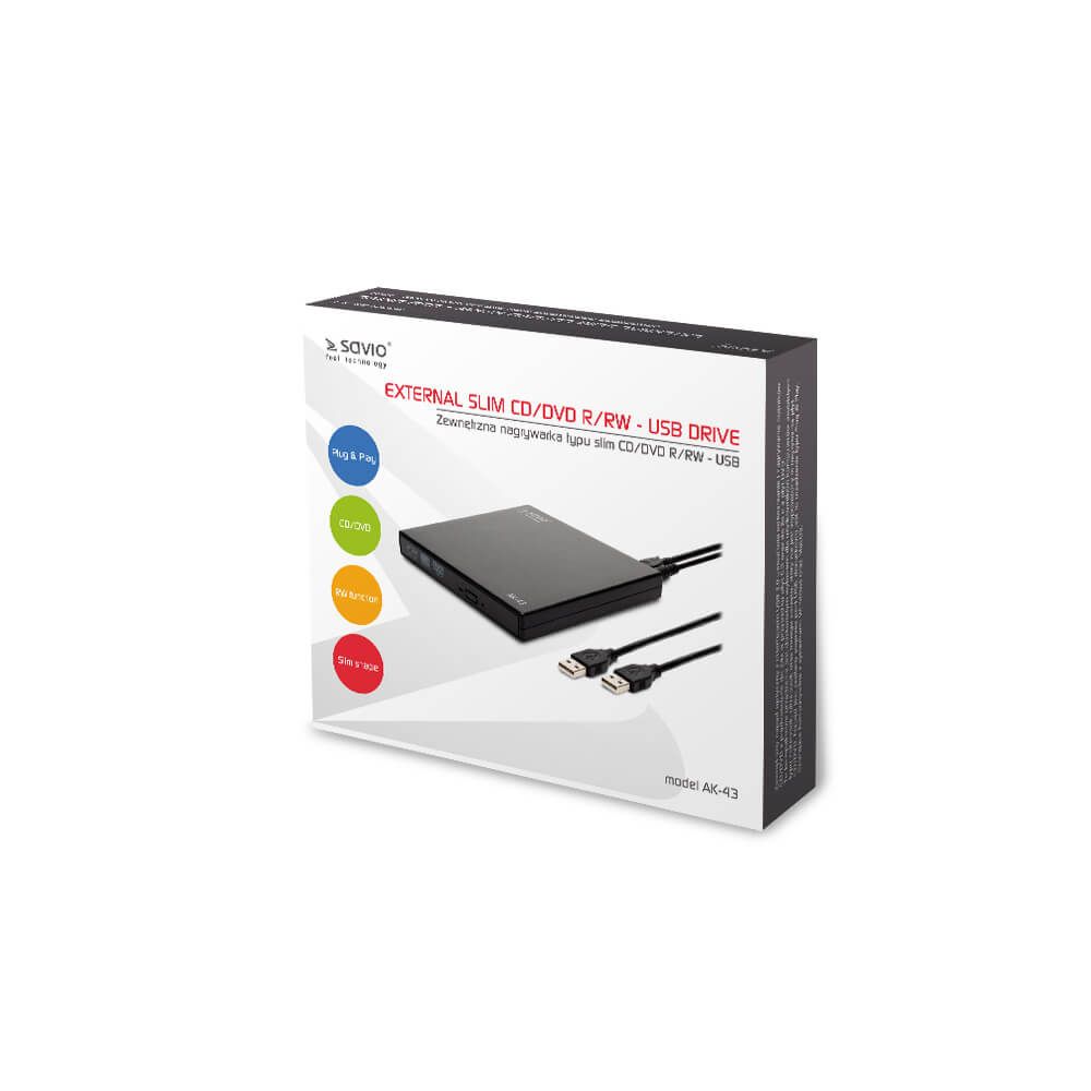 SAVIO AK-43 optical disc / External Slim drive DVD±R/RW CD±R/RW Black_2