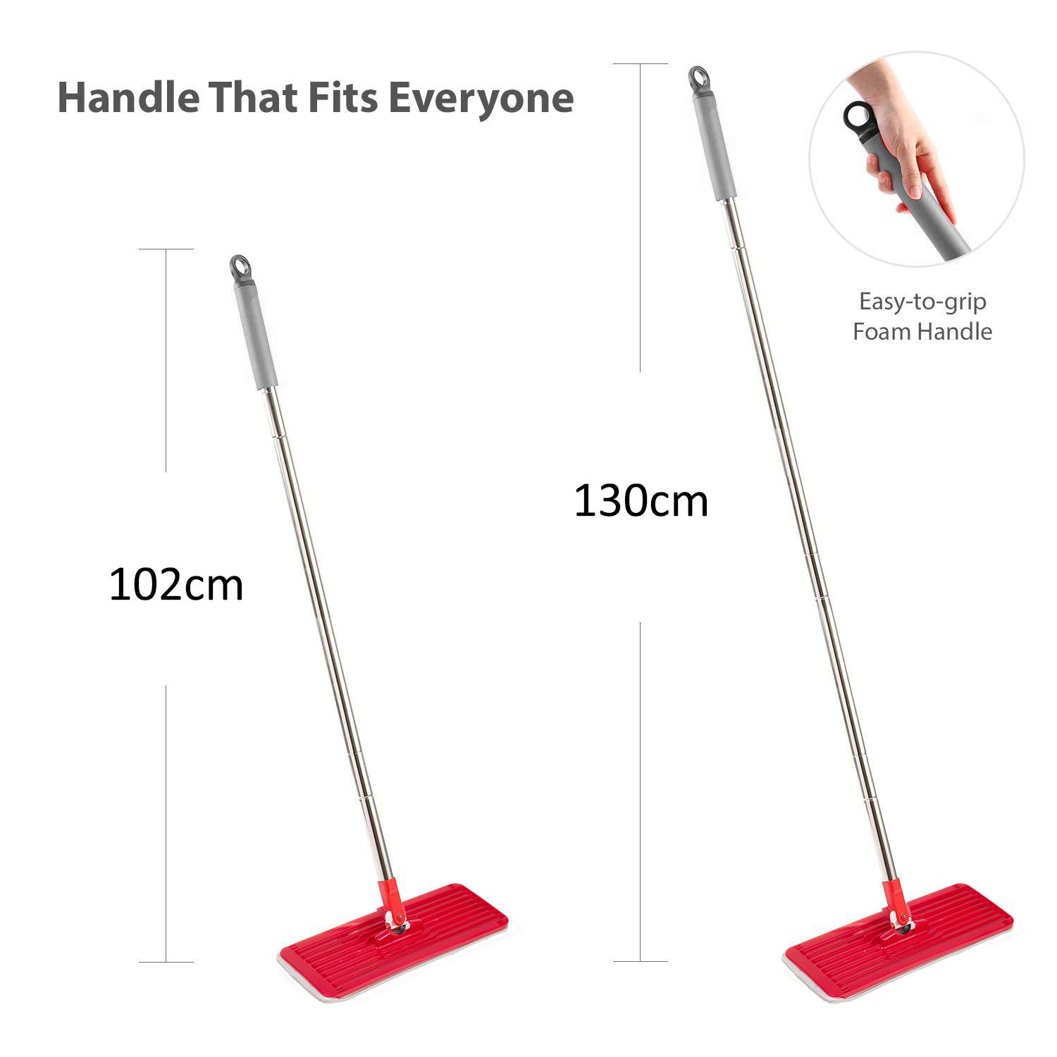 Flat Mop + Bucket + Telescopic Pole + 2 x Microfibre Pad 5.7L Floor Cleaning XXL Set Rotating Head_2