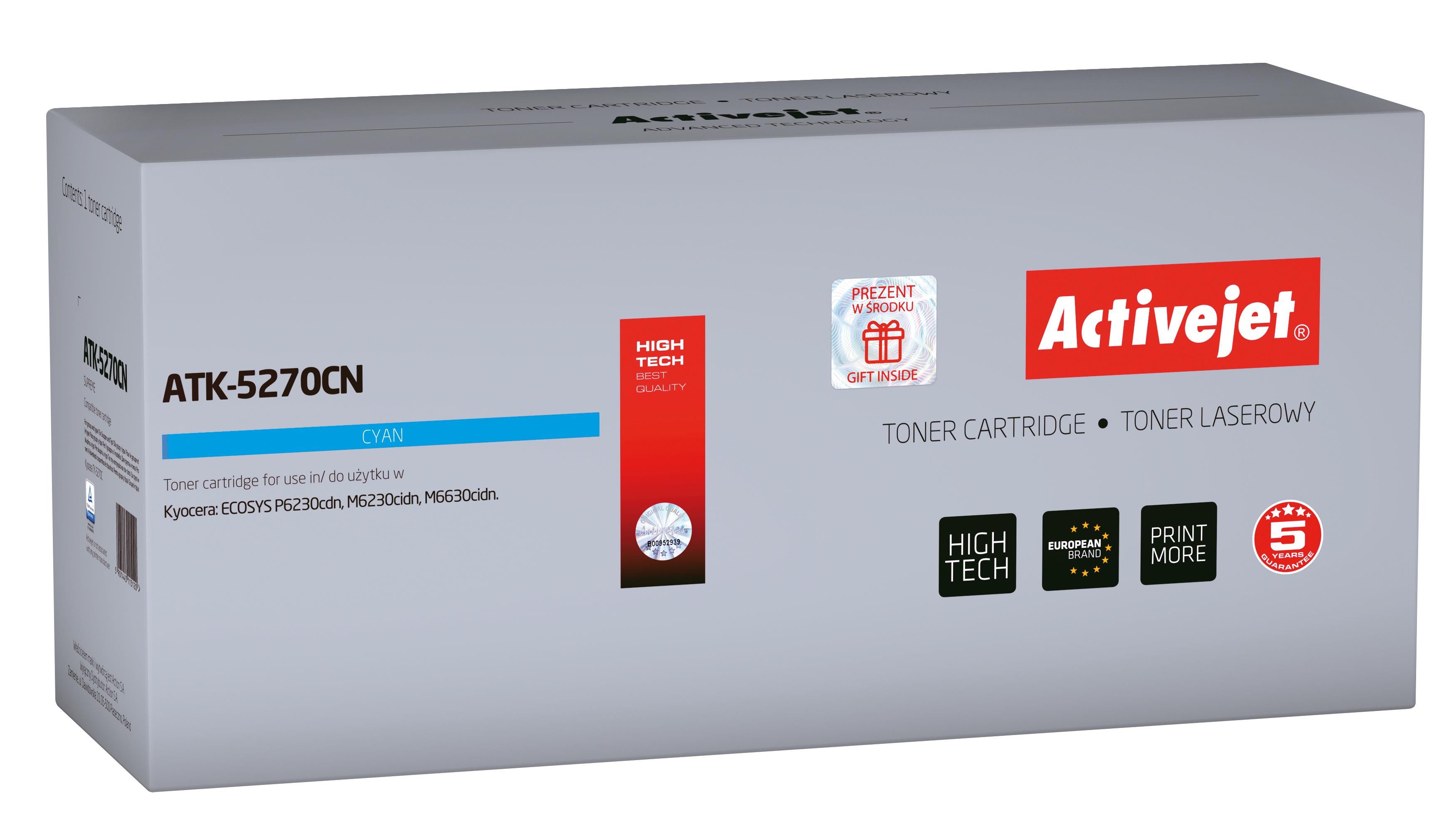 Activejet ATK-5270CN toner for Kyocera printer Kyocera TK-5270C replacement Supreme 6000 pages cyan