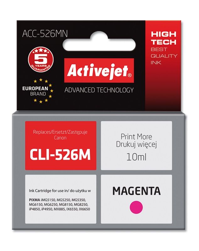 Cartus cerneala Activejet ACC-526MN ,Magenta ,10 ml (compatibil cu Canon ACC-526MN) 