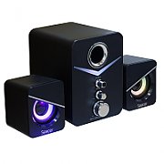 BOXE SPACER Gaming 2.1, RMS: 14W (2 x 3W + 8W), bluetooth telecomanda wireless, control volum, bass, subwoofer lemn MDF, 220V alimentare, 17 x LED, USB/SD/AUX, black, 