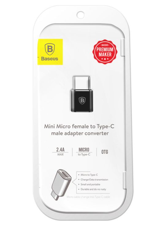 ADAPTOR Baseus Mini Micro, USB Type-C (T) to Micro USB (M), corp metalic, negru 