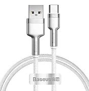 CABLU alimentare si date Baseus Cafule Series, Fast Charging Data Cable pt. smartphone, USB la USB Type-C 66W, braided, 1m, alb 