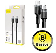 CABLU alimentare si date Baseus Cafule, Fast Charging Data Cable pt. smartphone, USB Type-C la USB Type-C PD2.0 20V/5A, brodat, 2m, gri+negru 