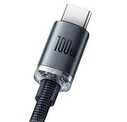 CABLU alimentare si date Baseus Crystal Shine, Fast Charging Data Cable pt. smartphone, USB la USB Type-C 100W, 1.2m, braided, negru 