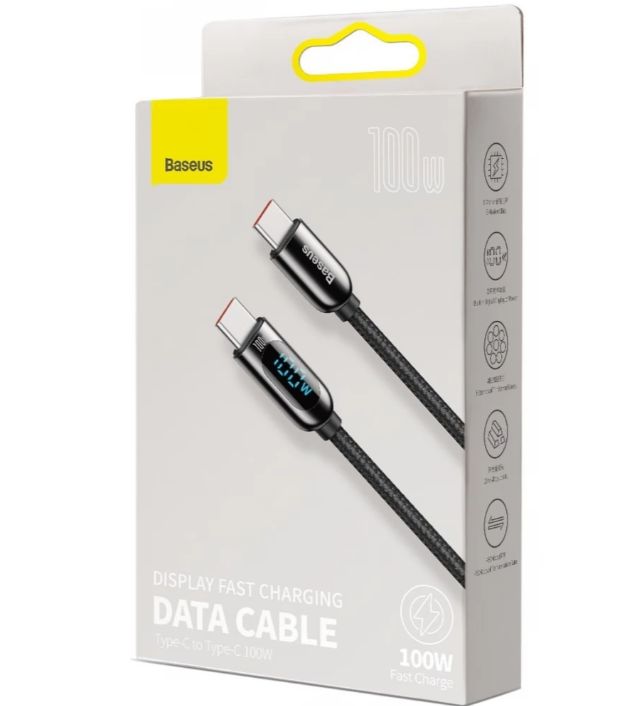 CABLU alimentare si date Baseus Display, Fast Charging Data Cable pt. smartphone, USB Type-C la USB Type-C 100W, braided, 2m, negru 